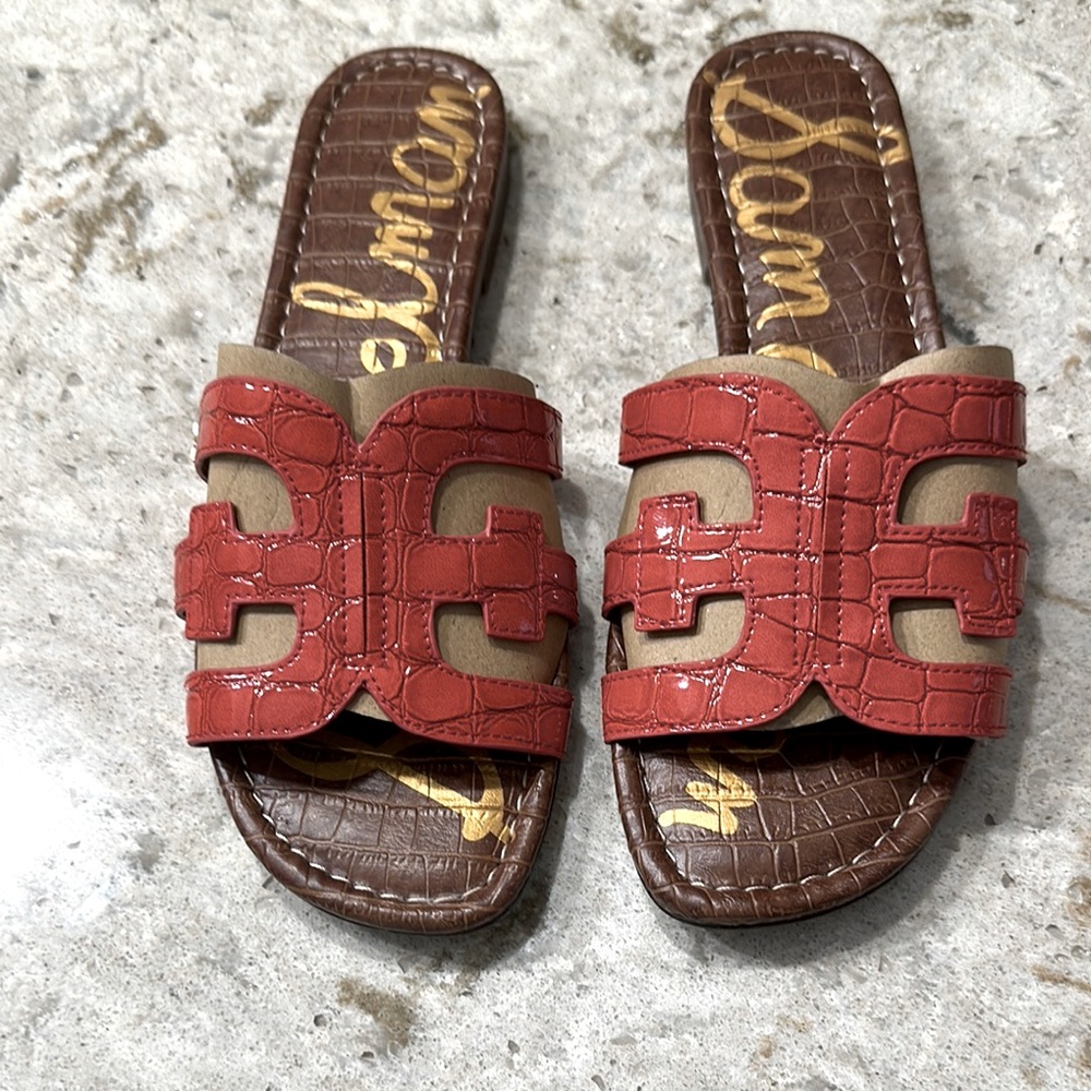 Sam Edelman Red and Brown Bay Slide Sandals Size 8M